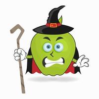 The Apple mascot character becomes a magician. vector illustration