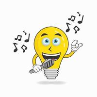 The Bulb mascot character is singing. vector illustration