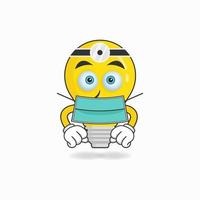 The Bulb mascot character becomes a doctor. vector illustration