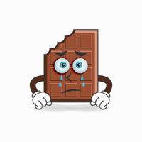 Chocolate mascot character with sad expression. vector illustration