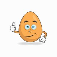 Egg mascot character with thumbs up bring. vector illustration