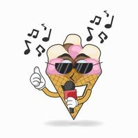 The Ice Cream mascot character is singing. vector illustration