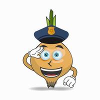The Onion mascot character becomes a policeman. vector illustration