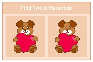 Cute dog cartoon character. Find differences. Educational game for children. Cartoon vector illustration