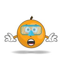 The Orange mascot character is diving. vector illustration