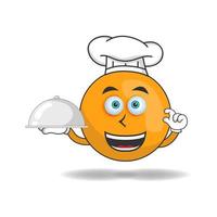 The Orange mascot character becomes a chef. vector illustration