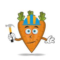 The Carrot mascot character becomes a builder. vector illustration