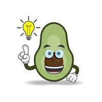 The Avocado mascot character with an expression gets an idea. vector illustration