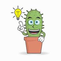 The Cactus mascot character with an expression gets an idea. vector illustration