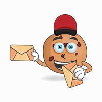 The Cookies mascot character becomes a mail deliverer. vector illustration