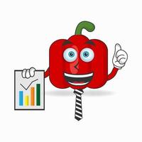 Red paprika mascot character presentation. vector illustration