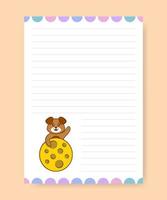 Planner page and to do list with cute dog. Cartoon vector illustration.