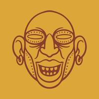 Ancient face mask tribal maya flat on yellow background. vector