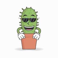 Cactus mascot character with sunglasses. vector illustration