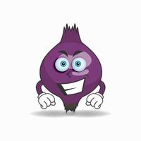 Personaje de mascota de cebolla morada con expresión de sonrisa. ilustración vectorial vector