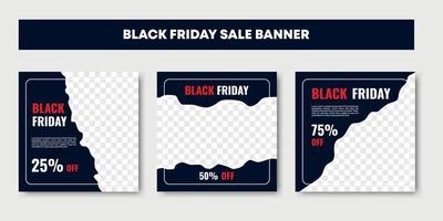 Black friday banner, social media post template, torn paper. vector