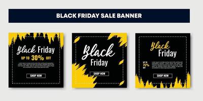 Black friday social media post template, yellow and black colors vector