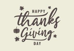 Happy Thanksgiving Day event typography text with autumn leaves. vector