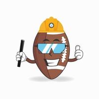 The American Football mascot character becomes a mining officer. vector illustration