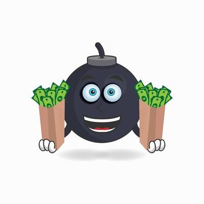 Boom mascot character holding money. vector illustration