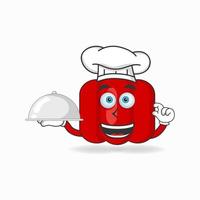 The Red paprika mascot character becomes a chef. vector illustration