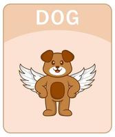 Alphabet flashcard with Cute dog cartoon character. vector