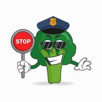 el personaje de la mascota del brócoli se convierte en policía. ilustración vectorial vector