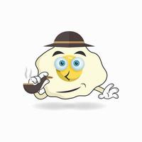 Egg mascot character smoking. vector illustration