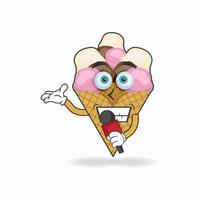The Ice Cream mascot character becomes a host. vector illustration