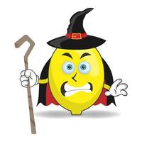 The Lemon mascot character becomes a magician. vector illustration