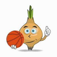 The Onion mascot character becomes a Onion player. vector illustration