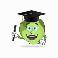 The Cabbage mascot character becomes a scholar. vector illustration
