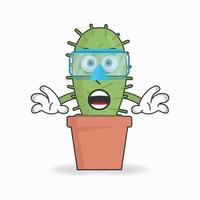 el personaje de la mascota del cactus está buceando. ilustración vectorial vector