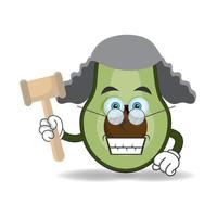 el personaje de la mascota del aguacate se convierte en juez. ilustración vectorial vector