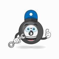 The Billiard ball mascot character becomes a mechanic. vector illustration