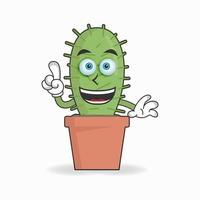 Personaje de mascota de cactus con expresión de sonrisa. ilustración vectorial vector