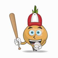 Onion mascot character with baseball playing gear. vector illustration