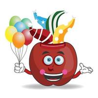 The Apple mascot character becomes a clown. vector illustration