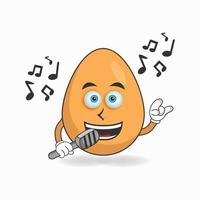 The Egg mascot character is singing. vector illustration