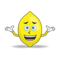 Lemon mascot character with a confused expression. vector illustration
