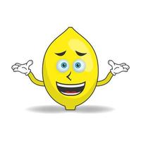 Lemon mascot character with a confused expression. vector illustration