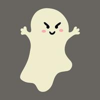 flat scary cartoon boy ghost. Flying ghost creepy vector