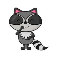 Cute flat style gigling raccoon character design vector