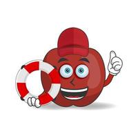 The Apple mascot character becomes a lifeguard. vector illustration