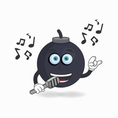 The Boom mascot character is singing. vector illustration