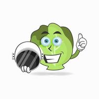 The Cabbage mascot character becomes an astronaut. vector illustration