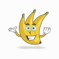 Personaje de mascota de plátano con expresión de sonrisa. ilustración vectorial vector