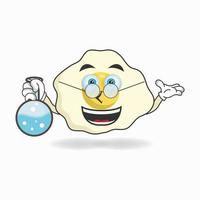 The Egg mascot character becomes a scientist. vector illustration