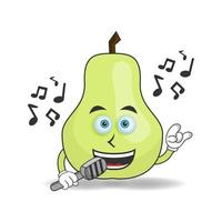 The Guava mascot character is singing. vector illustration