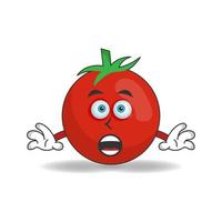 Tomato mascot character with shocked expression. vector illustration